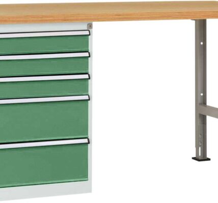 Systém pracovných stolov COMBI model 7 s masívnou bukovou doskou, ŠxHxH = 2000 x 700 x 840 mm Manuflex WC5117.6011 WC5117.6011