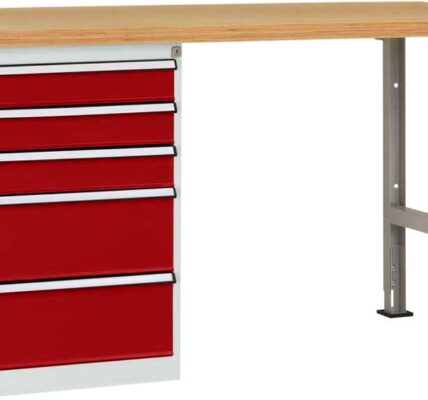Systém pracovných stolov COMBI model 7 s masívnou bukovou doskou, ŠxHxH = 1500 x 700 x 840 mm Manuflex WC5115.3003 WC5115.3003