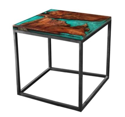 Sconto Odkladací stolík RESIN 50×50 cm, zelená/sivá