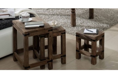 Bighome – CASTLE Príručný stolík – set 3 stolíkov, palisander