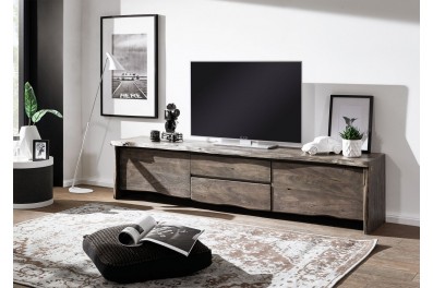 Bighome – WOODLAND TV stolík 220×50 cm, sivá, akácia