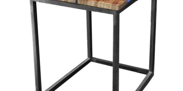 Sconto Odkladací stolík RESIN 40×40 cm, modrá/sivá