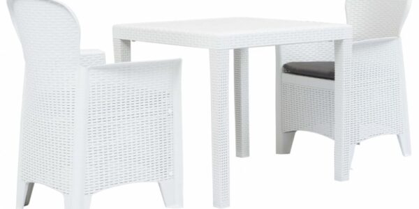 Záhradný bistro set 3 ks plast Dekorhome Biela,Záhradný bistro set 3 ks plast Dekorhome Biela