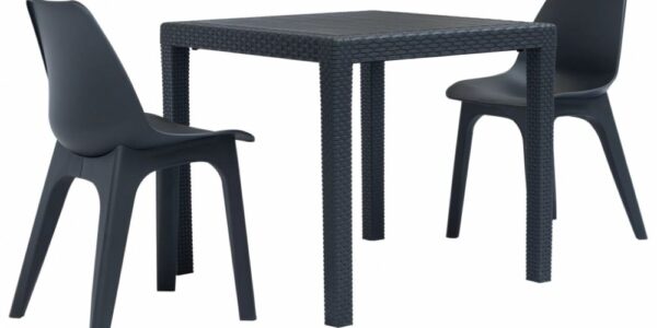 Záhradný bistro set 3 ks plast Dekorhome Antracit,Záhradný bistro set 3 ks plast Dekorhome Antracit