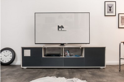 Bighome – TAMPERE TV stolík 50×210 cm, dub, svetlosivá