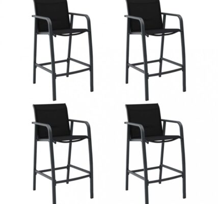 Záhradné barové stoličky 4 ks textilen Dekorhome Čierna