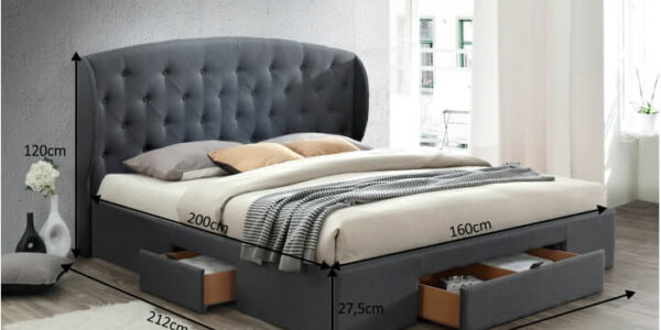 Manželská posteľ OLINA NEW sivá Tempo Kondela 160 x 200 cm