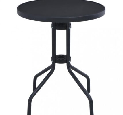 Záhradný stolík 60 cm oceľ / sklo čierna Dekorhome