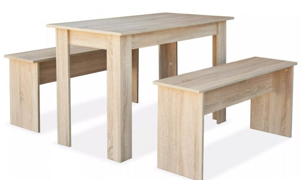 Jedálenský stôl s lavicami Dekorhome Dub