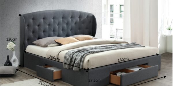 Manželská posteľ OLINA NEW sivá Tempo Kondela 180 x 200 cm