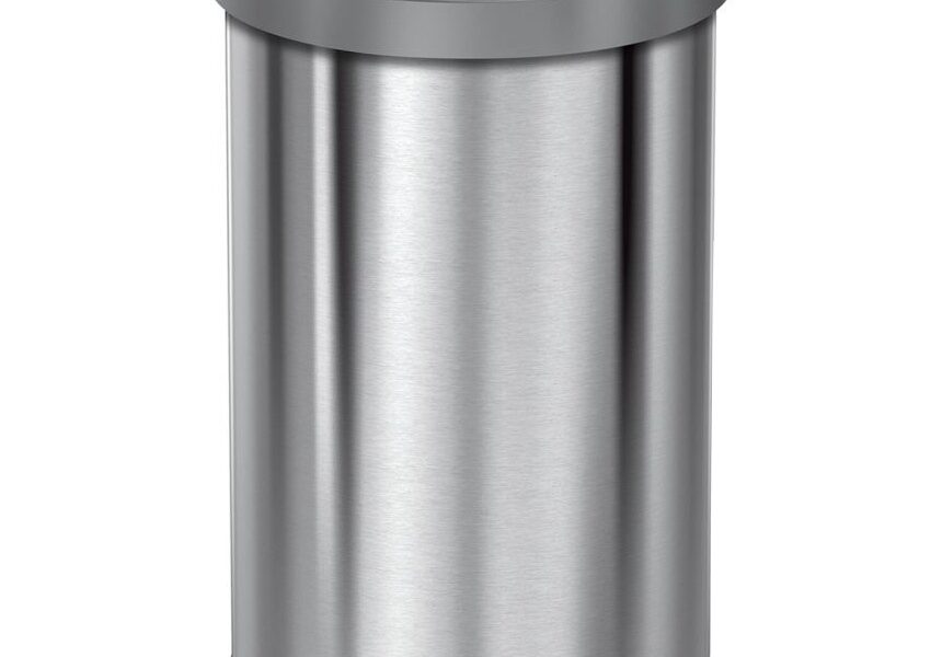 Simplehuman SEMI-ROUND 45L s plastovým vekom – silver – Bezdotykový kôš