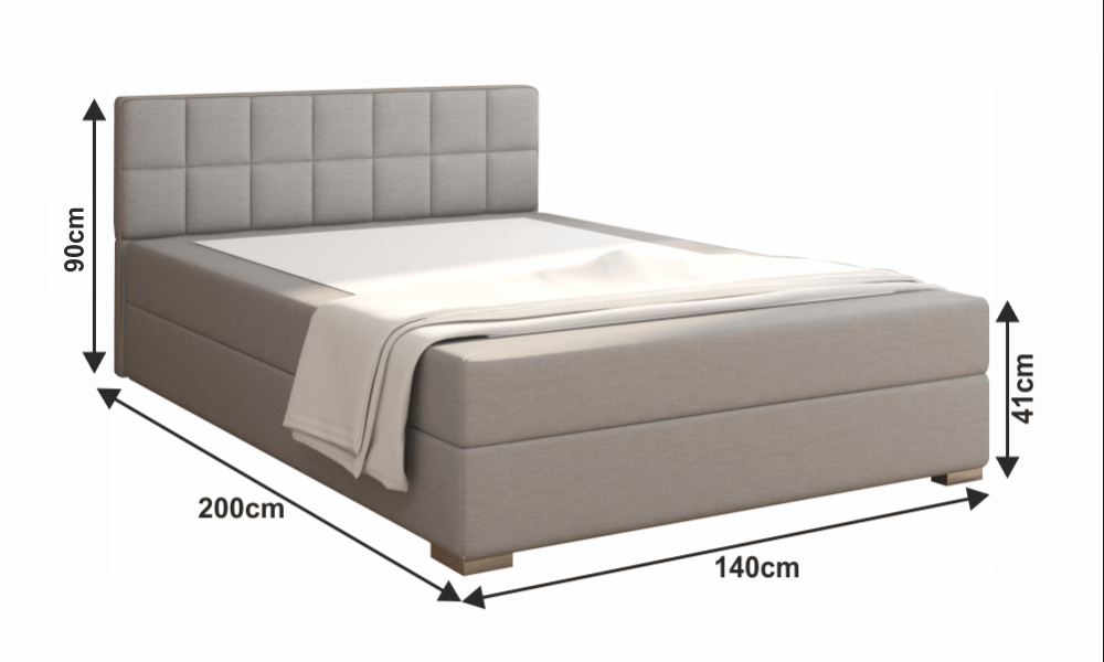 Boxspringová posteľ FERATA KOMFORT svetlosivá Tempo Kondela 140 x 200 cm