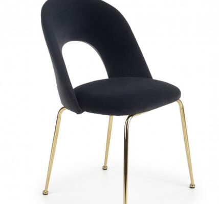 Jedálenská stolička K385 zamat / zlatá Halmar Čierna