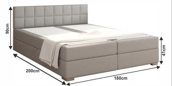 Boxspringová posteľ FERATA KOMFORT svetlosivá Tempo Kondela 180 x 200 cm