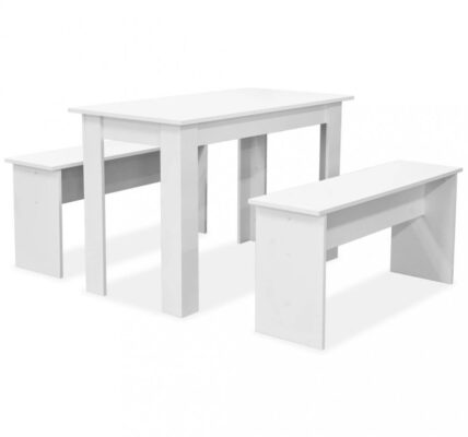 Jedálenský stôl s lavicami Dekorhome Biela