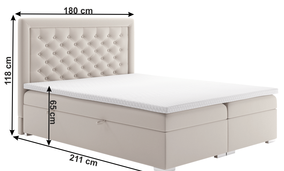 Boxspringová posteľ DORMAN krémová Tempo Kondela 180 x 200 cm