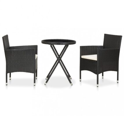 Záhradný bistro set 3 ks polyratan Dekorhome Čierna