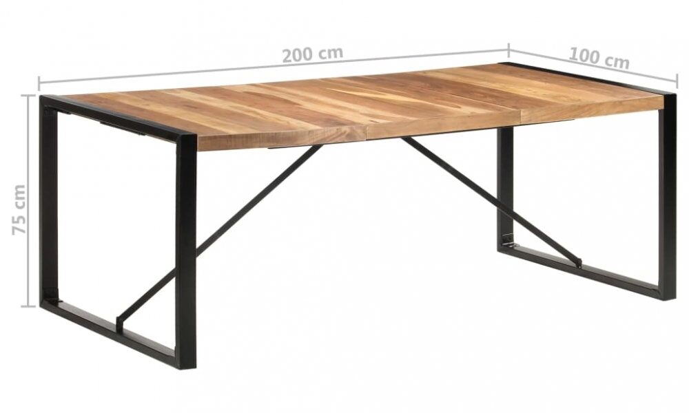 Jedálenský stôl masívne drevo / kov Dekorhome 200x100x75 cm