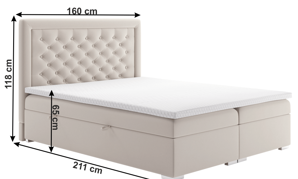Boxspringová posteľ DORMAN krémová Tempo Kondela 160 x 200 cm