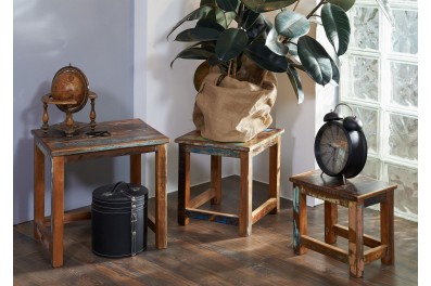 Bighome – OLDTIME Príručný stolík set 48×40 cm, staré drevo