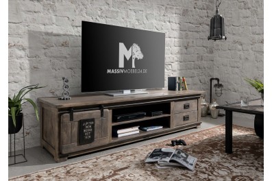 Bighome – IRON III. TV stolík 200×50 cm, mango, sivá