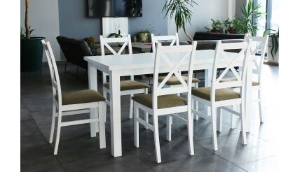 Jedálenský set Kasper-6x stolička, stôl rozkladací (biela,hnedá)