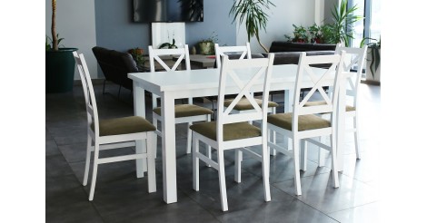 Jedálenský set Kasper-6x stolička, stôl rozkladací (biela,hnedá)