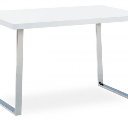 Jedálenský stôl AT-2077 WT biela / chróm Autronic