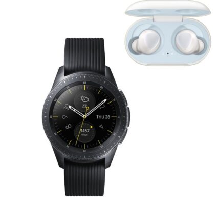 Samsung Galaxy Watch, Black + Samsung Galaxy Buds, White R810 + R170 bundle