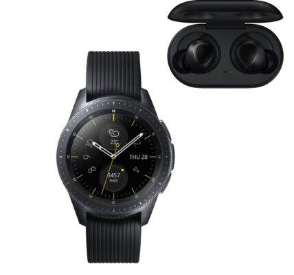 Samsung Galaxy Watch, Black + Samsung Galaxy Buds, Black R810 + R170 bundle