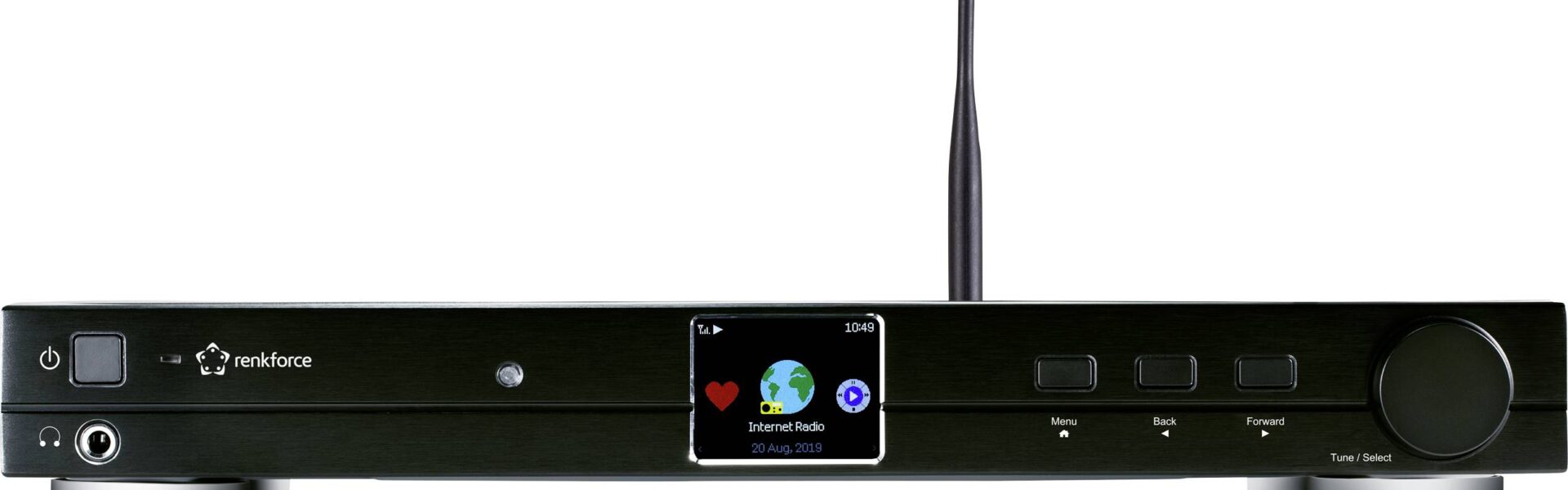 N/A Renkforce RF-DAB-IR1700, internetové rádio, Wi-Fi, LAN, Bluetooth, DLNA, čierna