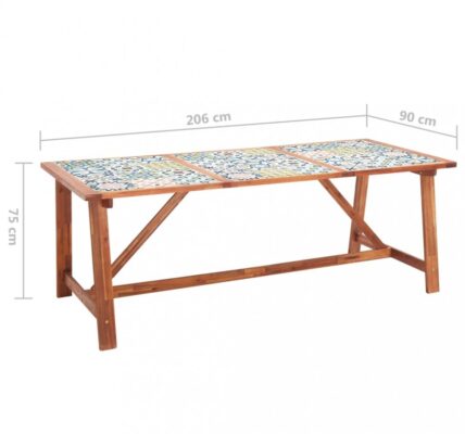 Záhradný jedálenský stôl mozaika / masívna akácia Dekorhome 206x90x75 cm