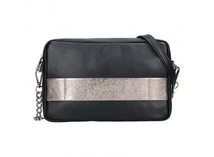 Trendy dámska kožená crossbody kabelka Facebag Ninas – čierno-zlatá