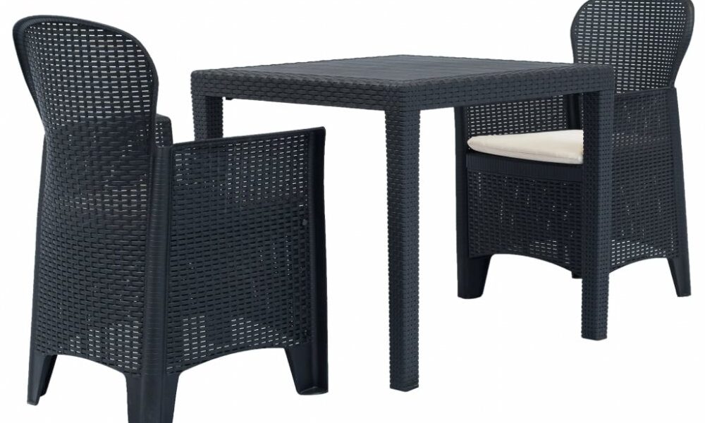 Záhradný bistro set 3 ks plast Dekorhome Antracit