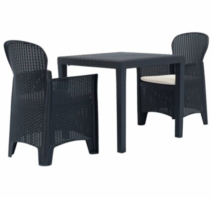 Záhradný bistro set 3 ks plast Dekorhome Antracit