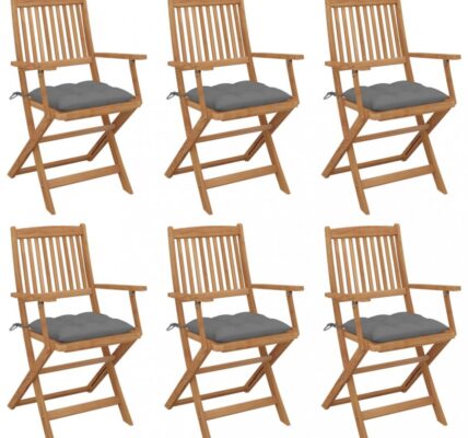 Skladacia záhradná stolička s poduškami 6 ks Dekorhome Sivá