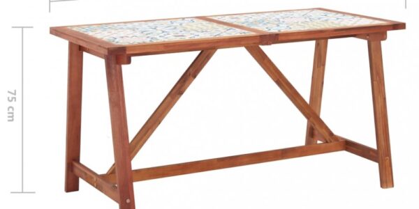 Záhradný jedálenský stôl mozaika / masívna akácia Dekorhome 140x70x75 cm