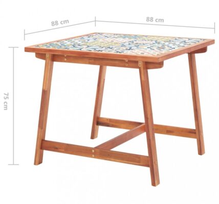 Záhradný jedálenský stôl mozaika / masívna akácia Dekorhome 88x88x75 cm