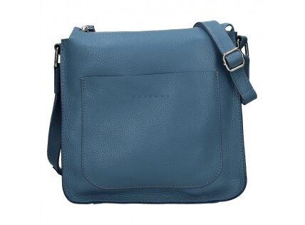 Trendy dámska kožená crossbody kabelka Facebag Miriana – modrá