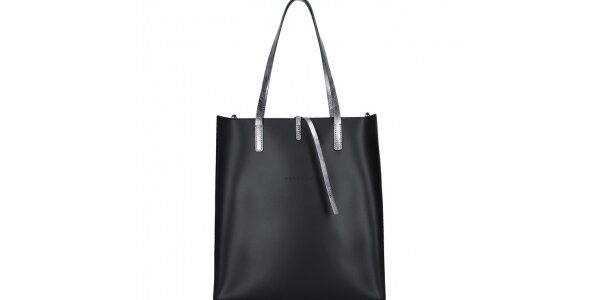 Dámska kožená kabelka Facebag Elmo – čierno-strieborná