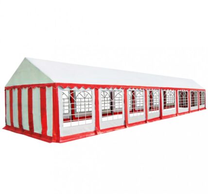 Záhradný altánok PVC 6 x 16 m Dekorhome Biela / červená