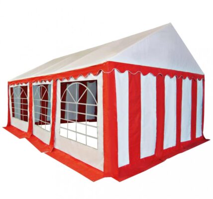 Záhradný altánok PVC 4 x 6 m Dekorhome Biela / červená