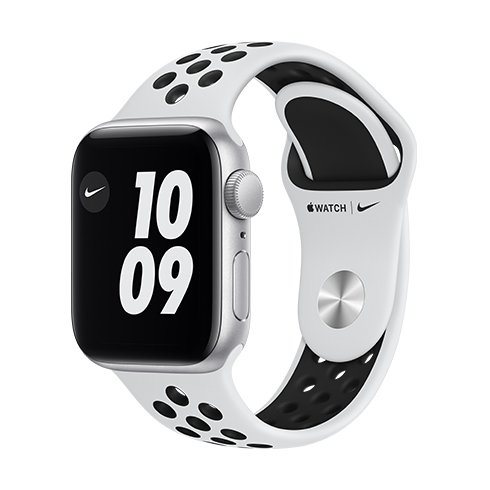 Apple Watch Nike Series 6 GPS, 44mm Silver Aluminium Case with Pure Platinum/Black Nike Sport Band – Regular