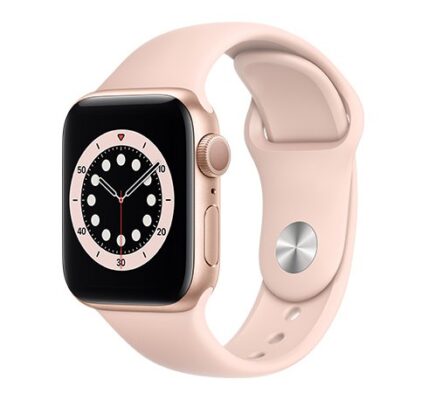Apple Watch Series 6 GPS, 44mm Gold Aluminium Case with Pink Sand Sport Band – Regular