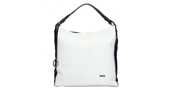 Dámska kožená kabelka Facebag Margaret – bielo-modrá