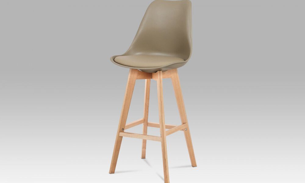 Barová stolička CTB-801 plast / ekokoža / buk Autronic Cappuccino