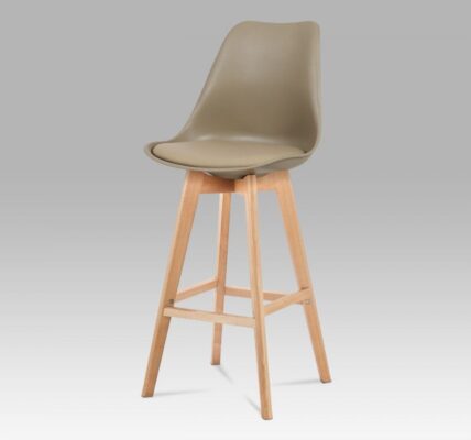 Barová stolička CTB-801 plast / ekokoža / buk Autronic Cappuccino
