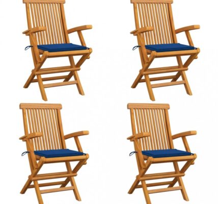 Záhradná stolička s poduškami 4 ks Dekorhome Modrá
