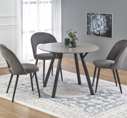 Jedálenský stôl BALROG 100 cm sivá / čierna Halmar