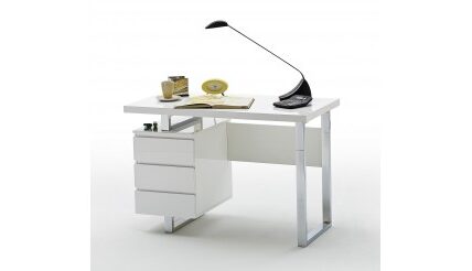 Písací stôl Langres (3 šuplíky, biela, strieborná)
